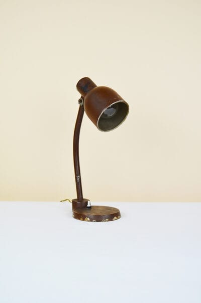 Lampada da tavolo ministeriale marrone in metallo anni '40