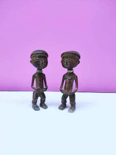 Coppia di sculture africane gemelli in legno primi del '900