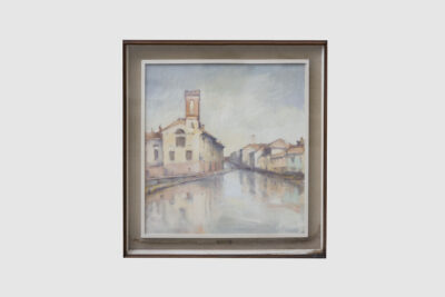 Quadro dipinto olio su tela Castelletto di Gaggiano - Mario Vergani